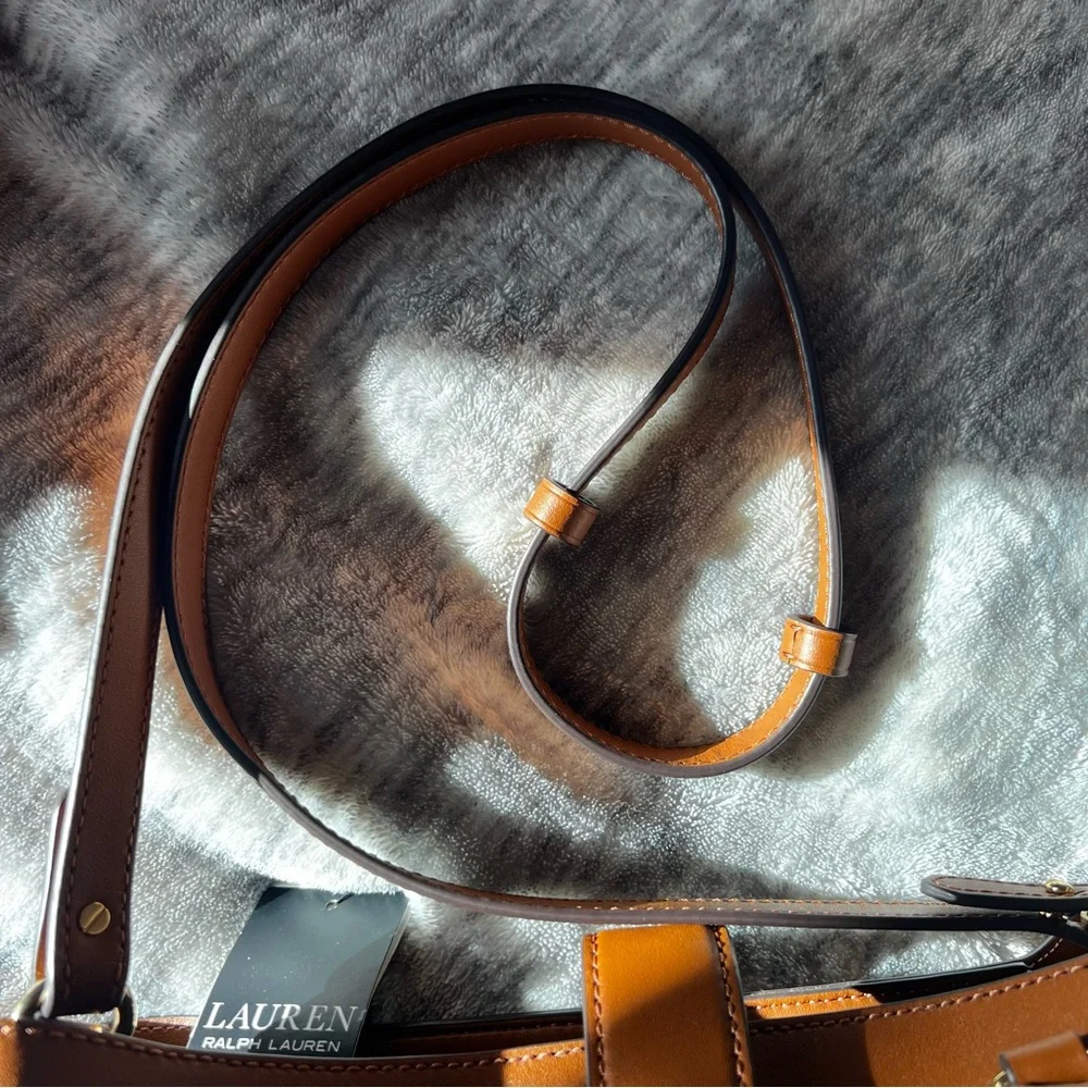 LAUREN BY RALPH LAUREN TAN SHOULDER BAG CROSSBODY LOGO - Picture 13 of 15